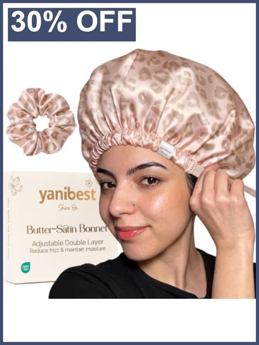 Satin Sleep Bonnet & Scrunchie Set Adjustable Double Layer Hair Care